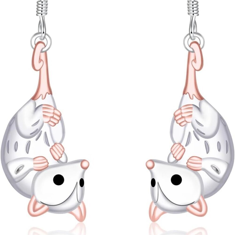 Sterling Silver Opossum Dangle Earrings for Women Animal Gift Jewelry